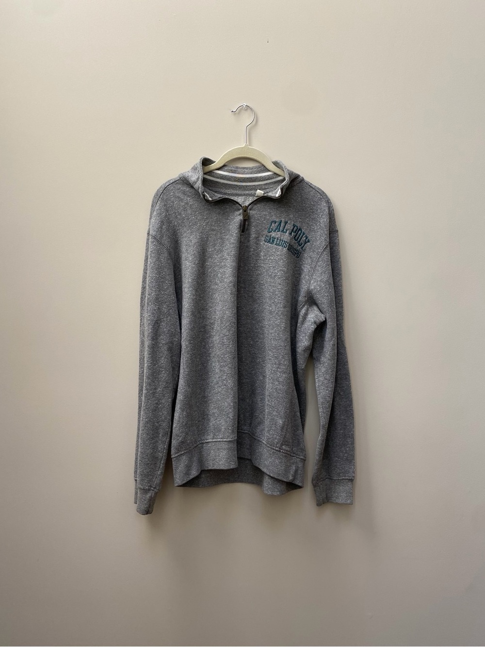 Triblend Sweats League Vintage Cal Poly Gray 1/4 Zip Sweatshirt